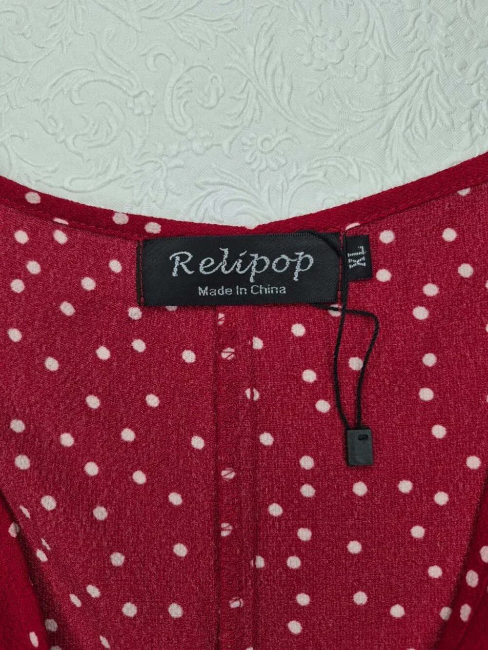 Relipop Womens XL Red White Polka Dot Ruffle Flutter Short Sleeve Wrap Dress - Picture 2 of 15